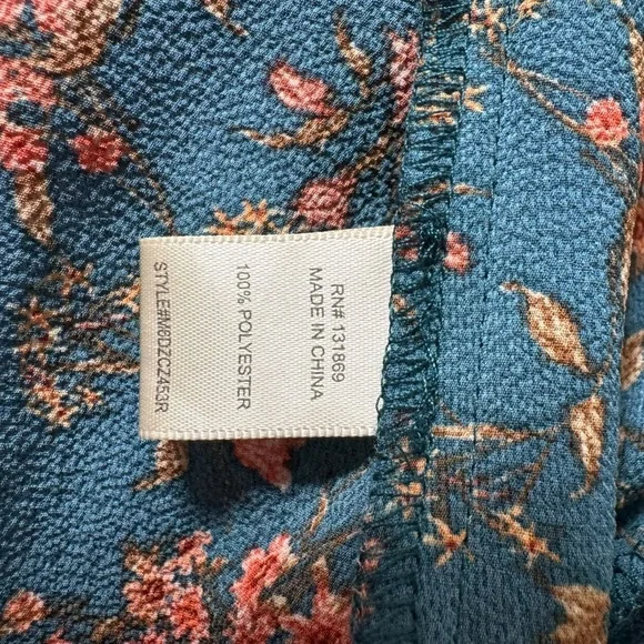 Elegant Floral Wrap Dress - Blue and Orange - Picture 10 of 10